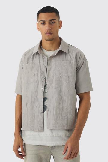 Oversized Boxy Crinkle Shirt light grey