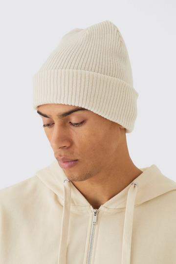 White Ribbed Classic Beanie