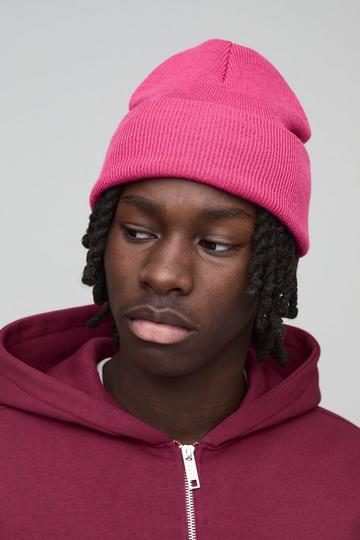 Flat Knit Classic Beanie pink