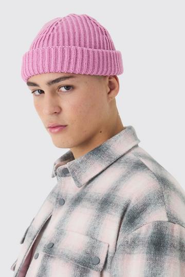 Pink Ribbed Micro Beanie