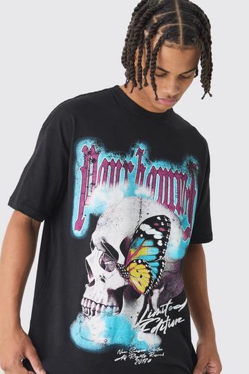 Oversized Boxy Skull Graphic T-Shirt black