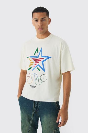 Oversized Boxy Star Print T-Shirt ecru