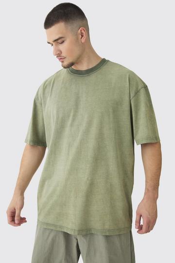 Khaki Tall Oversized Acid Wash T-Shirt