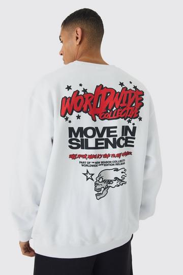 Oversized Worldwide Back Graphic Sweatshirt white