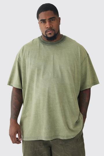 Plus Oversized Acid Wash T-Shirt khaki