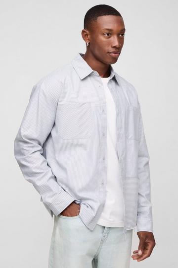 Oversized Poplin Stripe Shirt grey