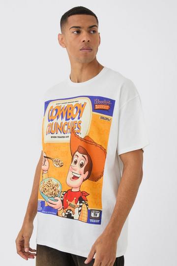 Oversized Disney Toy Story Woody Cereal License Print T-Shirt white