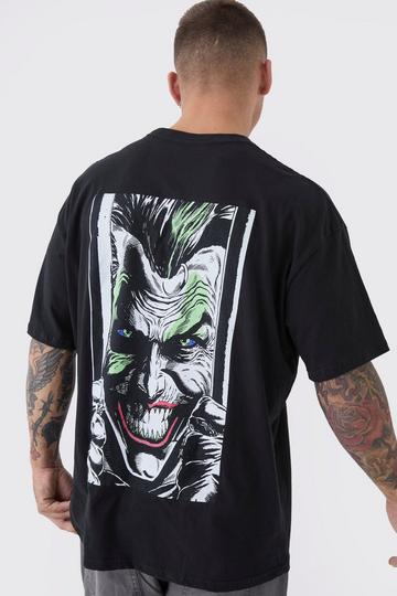 Black Oversized Batman Joker License Print T-Shirt