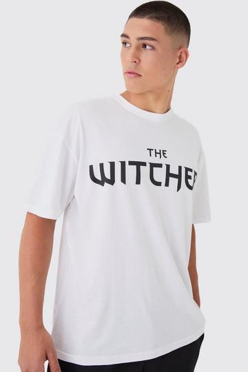 Loose The Witcher Gaming License Print T-Shirt white