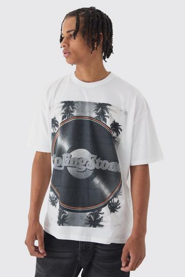 Oversized Rolling Stones Record License Print T-Shirt white