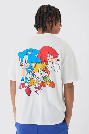 Oversized Sonic and Friends License Print T-Shirt white