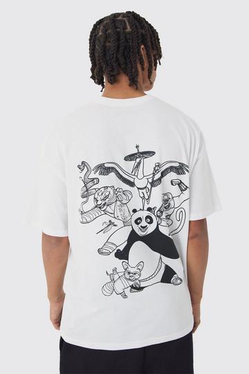 Oversized Cartoon Kung Fu Panda License Print T-Shirt white