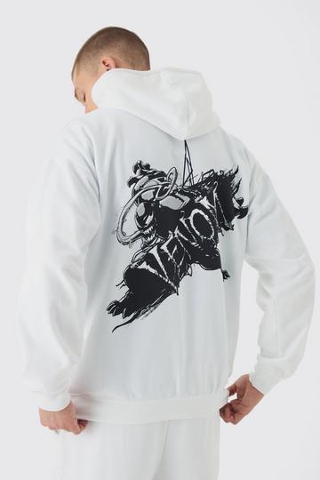 Oversized Marvel Venom License Print Hoodie white