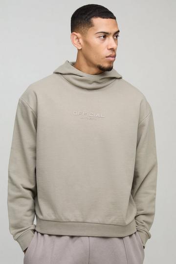 Oversized Boxy Funnel Neck Hoodie stone