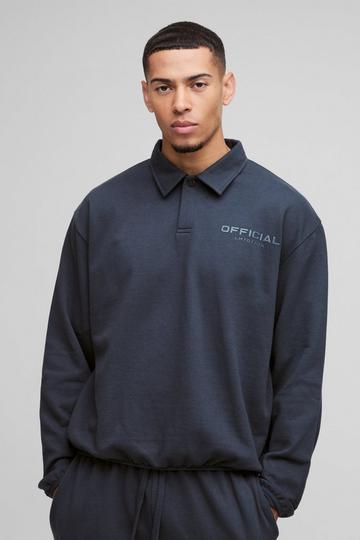 Oversized Boxy Bound Hem Rugby Sweatshirt charcoal