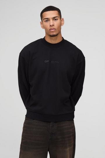 Black Oversized Boxy Extended Neck Heavyweight Sweatshirt