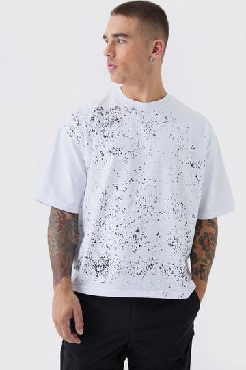 Boxy Heavyweight Paint Splatter T-Shirt white