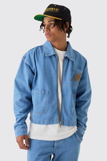 Boxy Fit Western Denim Jacket mid blue