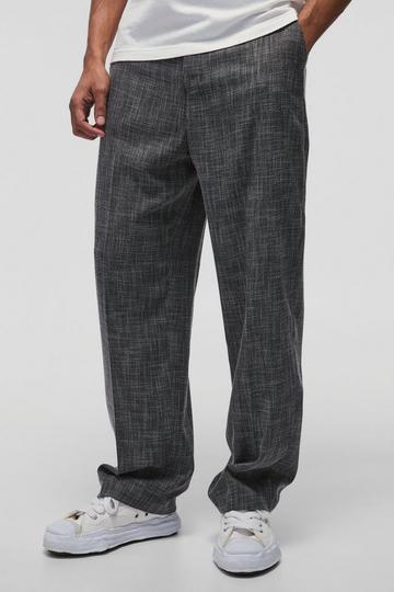 Fixed Waist Relaxed Texture Tailored Trouser charcoal