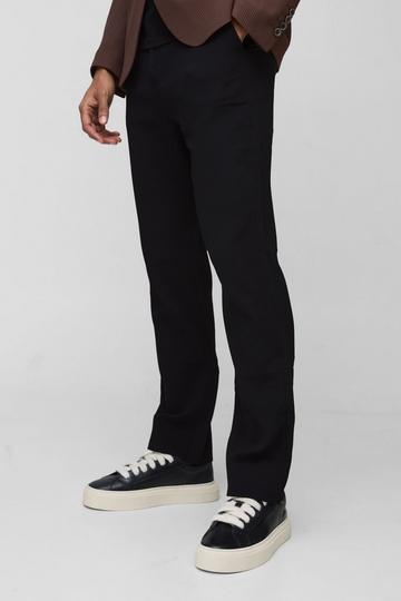 Fixed Waist Straight Fit Pleated Trouser black