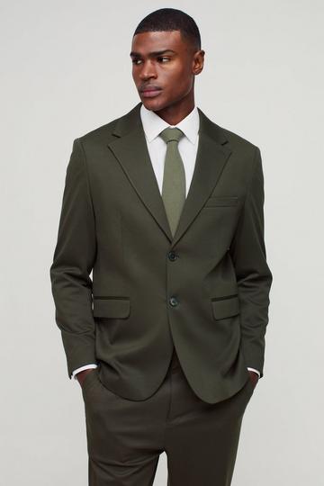 Jersey Blazer Met Rechte Pijpen olive