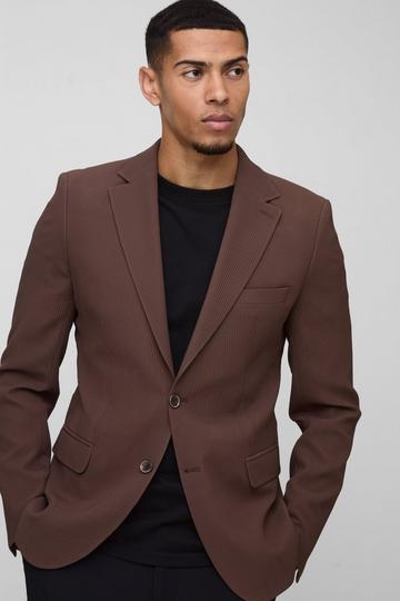 Skinny Fit Pleated Blazer brown