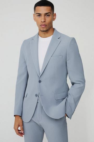 Geplooide Slim Fit Blazer grey