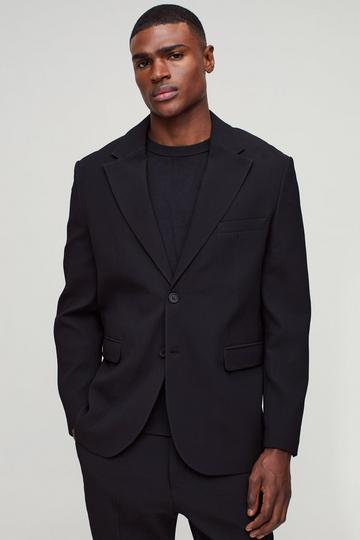 Straight Fit Pleated Blazer black