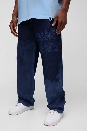 Relaxed Fit Cloud Laser Print Jeans indigo