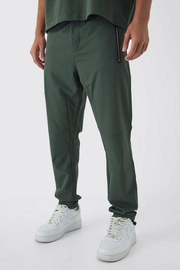 Elasticated Waist Skinny Utility Zip Pocket Trousers khaki