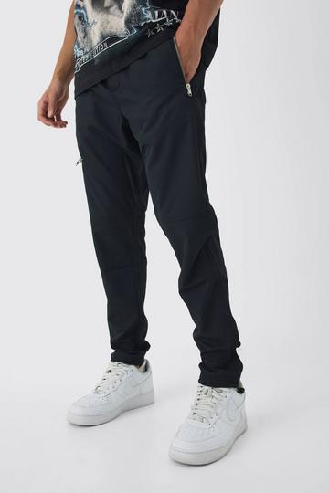 Elasticated Skinny Utility Zip Pocket Trousers black