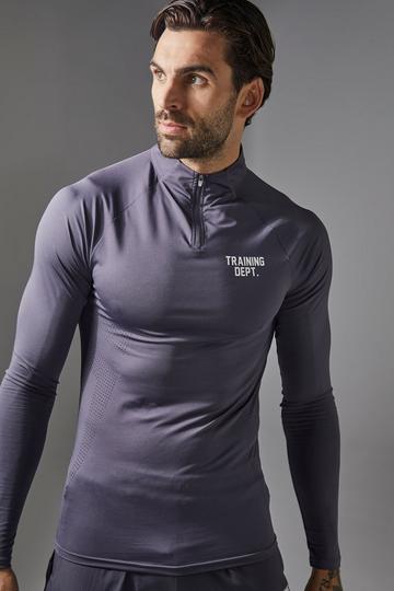 Charcoal Grey Training Dept Muscle Fit Perforated 1/4 Zip