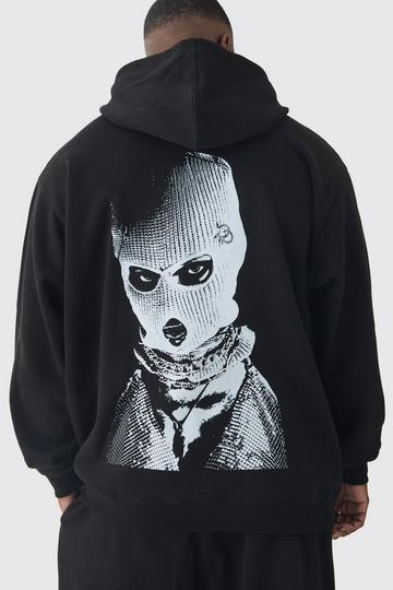 Plus Oversized Rhinestone Balaclava Hoodie black