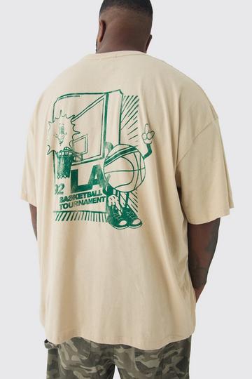 Plus Oversized LA Basketball Graphic T-Shirt sand