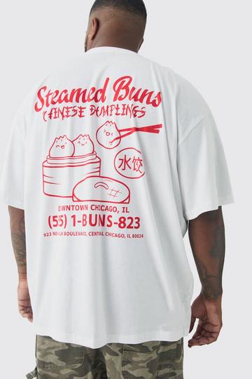 Plus Oversized Steamed Dumplings Graphic T-Shirt white