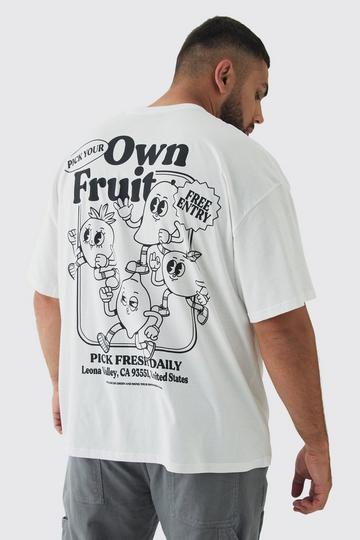 White Plus Oversized Fruit Graphic T-Shirt