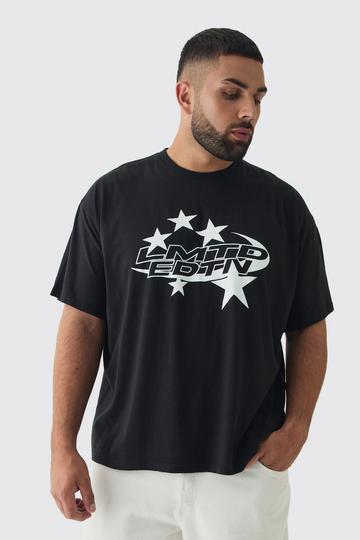 Plus Limited Edition Star Print Graphic T-Shirt black