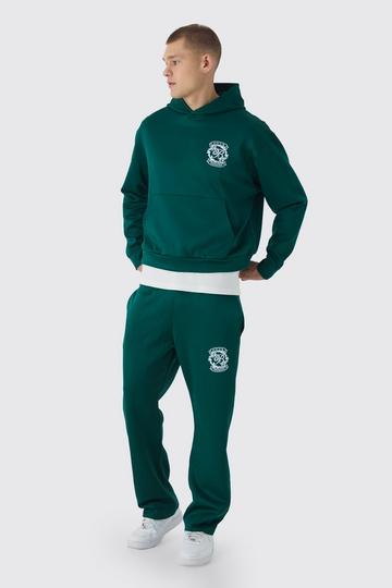 Oversized Boxy Pour Homme Scuba Hooded Tracksuit forest