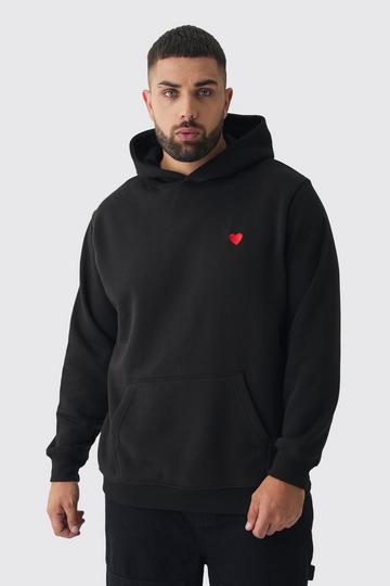 Plus Heart Embroidered Hoodie black