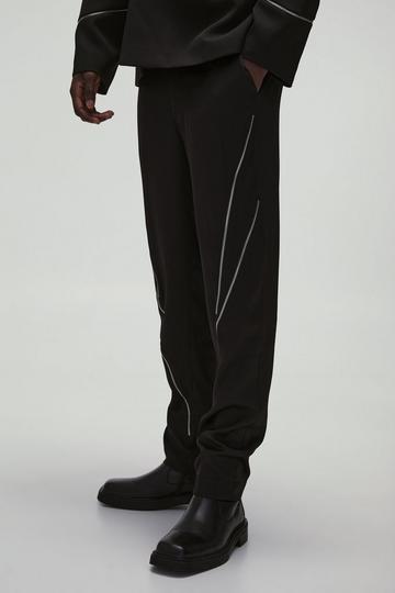 Black Slim Fit Zip Multi Zip Detail Tailored Trousers