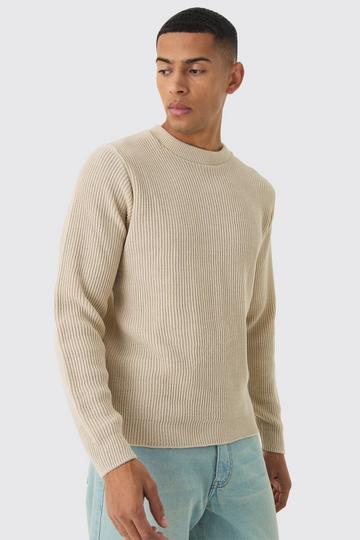 Regular Fit Waffle Knit Jumper ecru