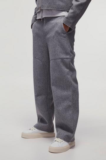 Wool Look Wide Leg Fixed Waist Trouser grey