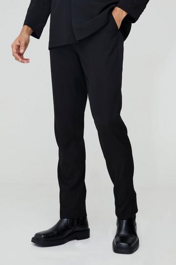 Black Straight Fit Cross Applique Tailored Trouser