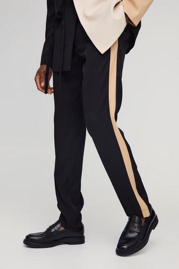 Black Slim Fit Panel Tailored Trouser