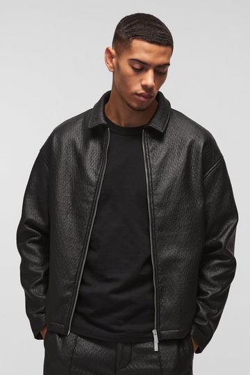 Black Oversized Matte Coated Boucle Overshirt