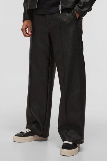 Wide Fit Matte Coated Boucle Trouser black