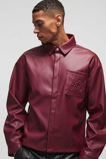 Red PU Embossed Western Overshirt