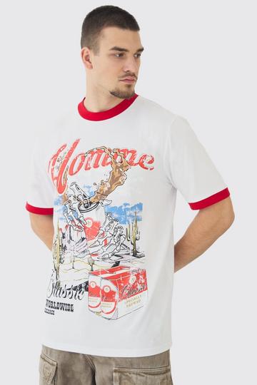 Tall Western Graphic Ringer T-Shirt white