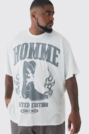 Plus Homme Western Oversized T-Shirt white