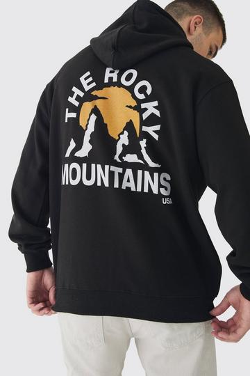 Tall Mountains Graphic Oversized Hoodie black